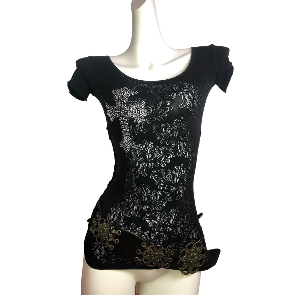 black cross cutting top 상품이미지1