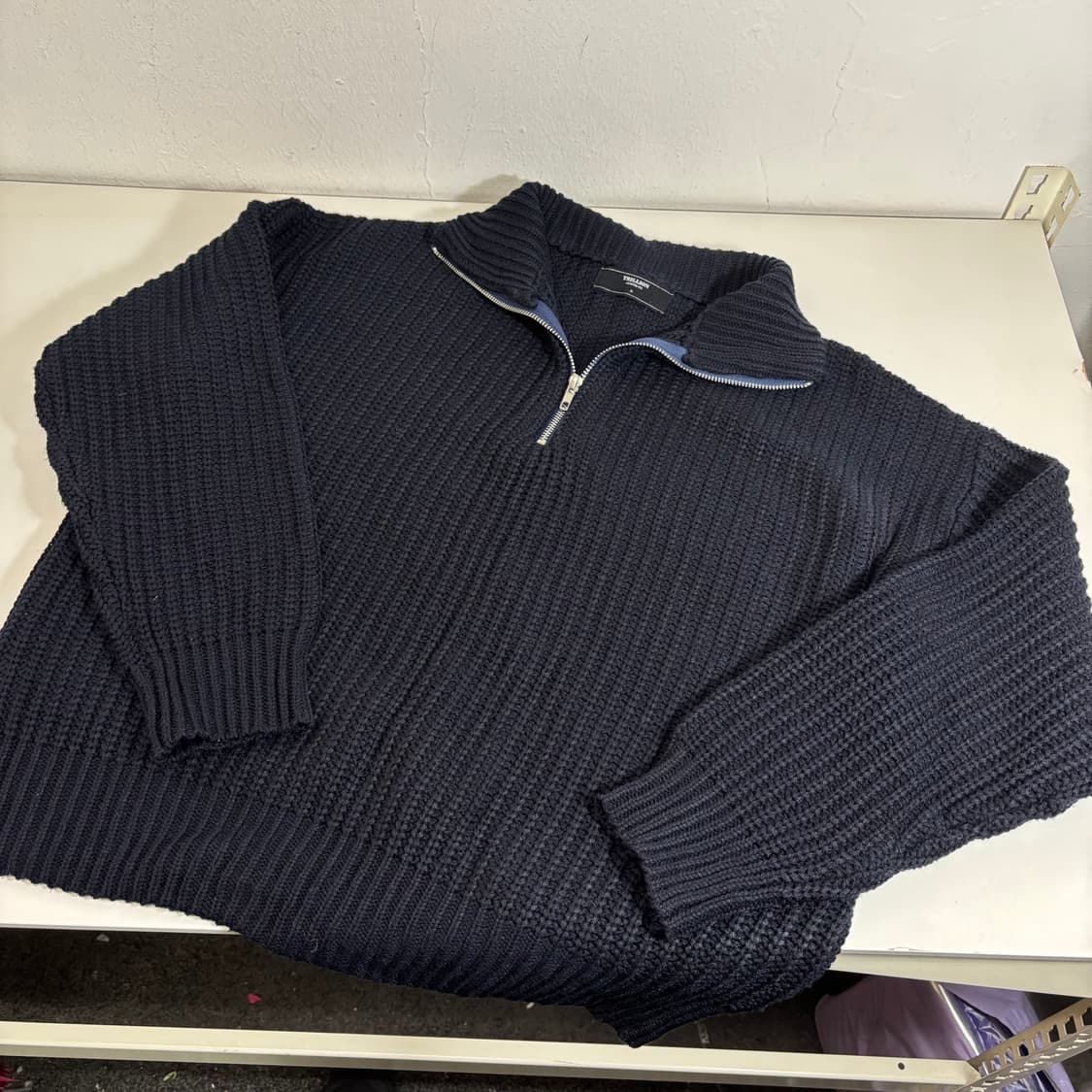 M 트릴리온 네이비 루즈오버핏 반집업 폴라니트 상품이미지1