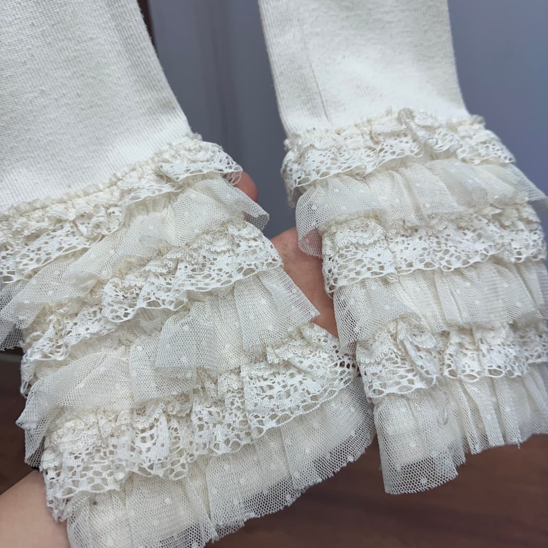 Ivory Lace Detail Cotton Leggings 상품이미지7