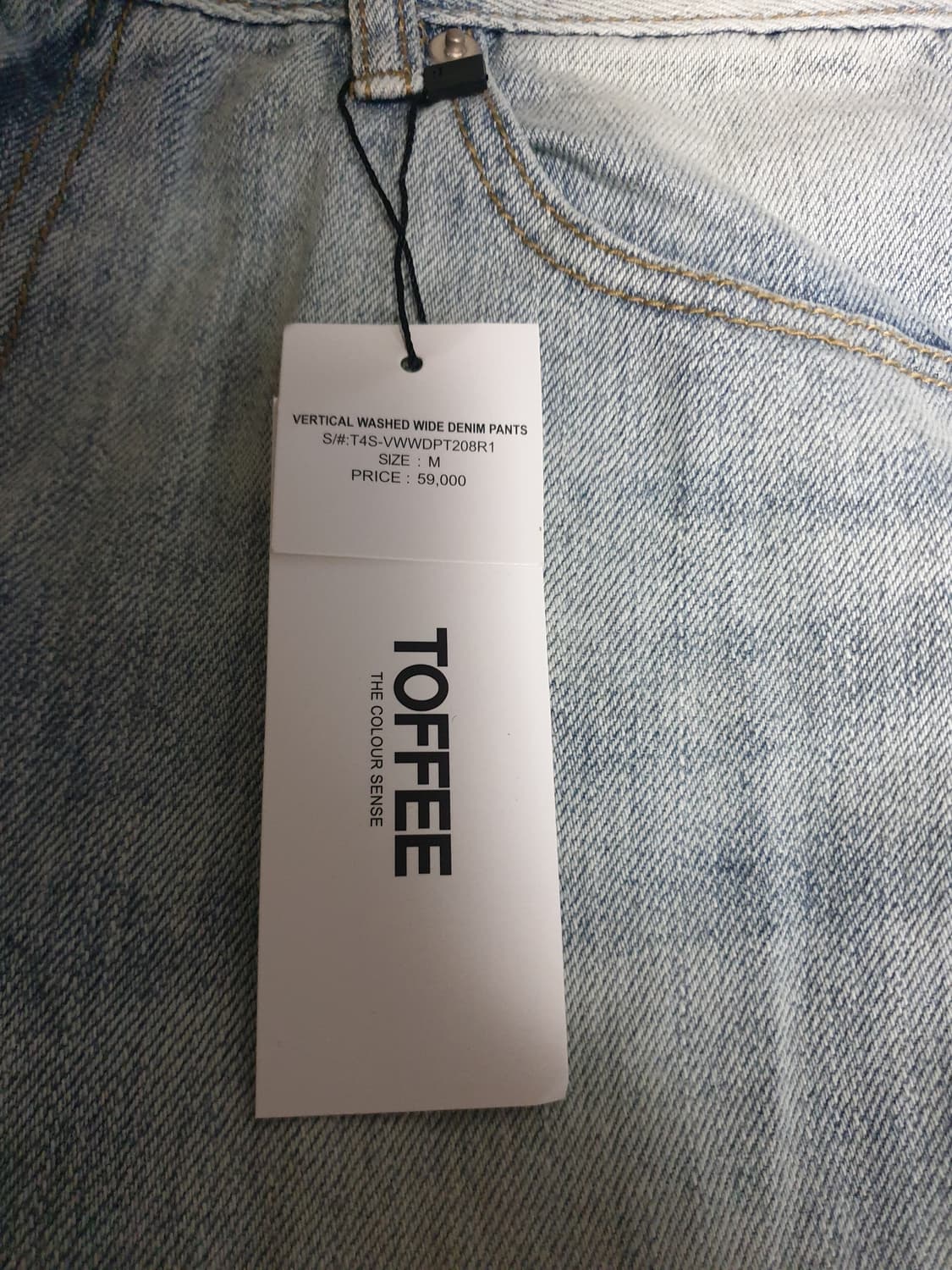 (새상품) 토피 빈티지  워싱 세미와이드 데님팬츠 연청 (M) 상품이미지3