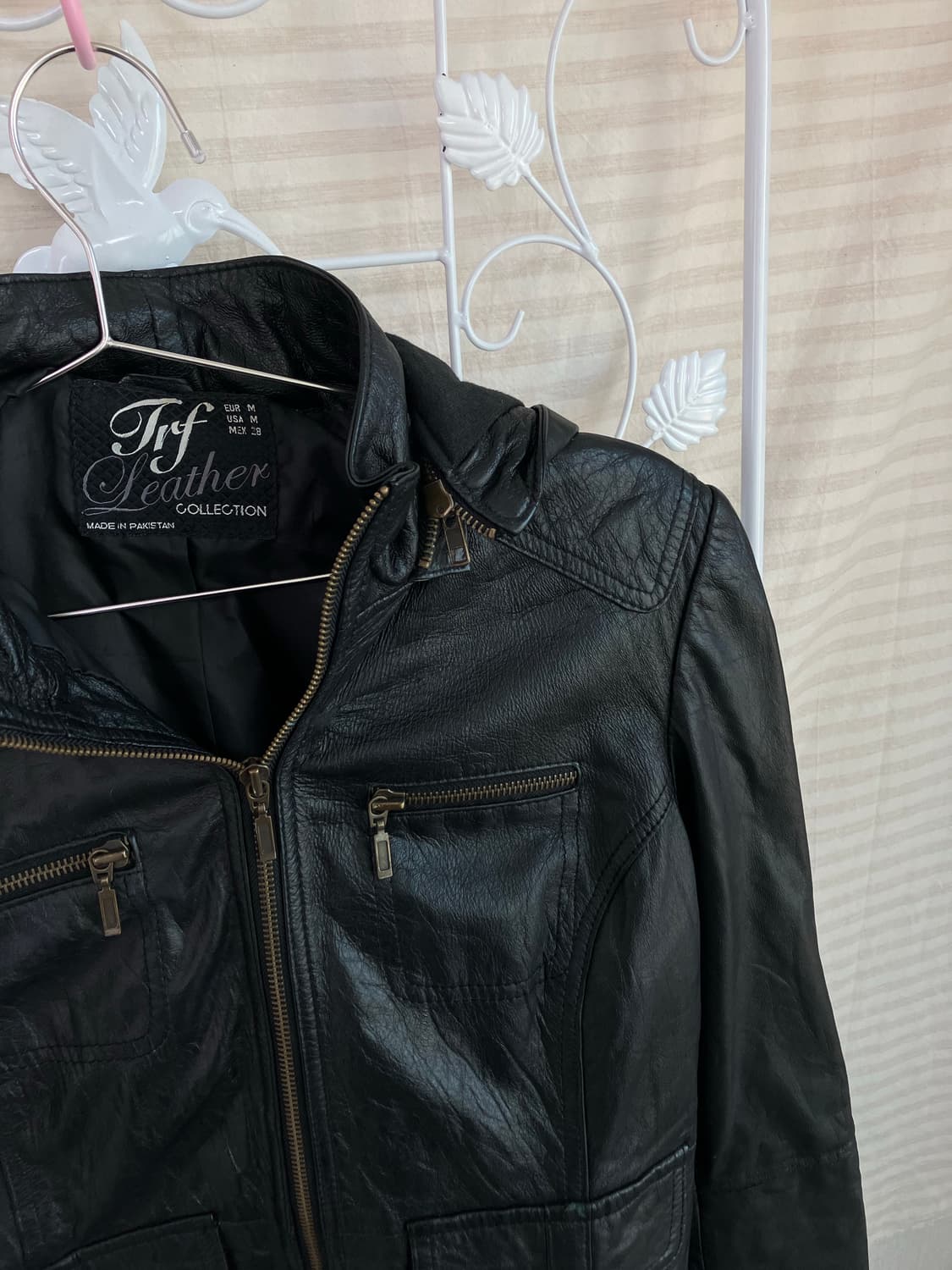 빈티지 블랙 후드 레더 자켓 y2k 스트릿 갸루 펑키 일본빈티지O-554 상품이미지4