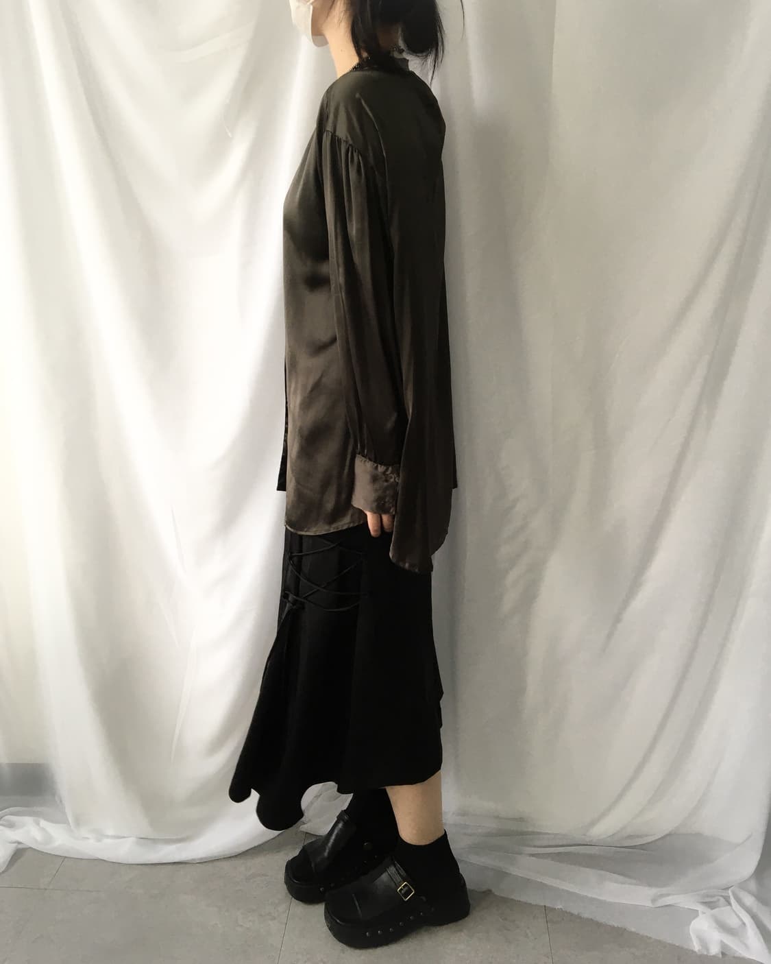 Side lace up point glossy unbalanced lon 상품이미지7