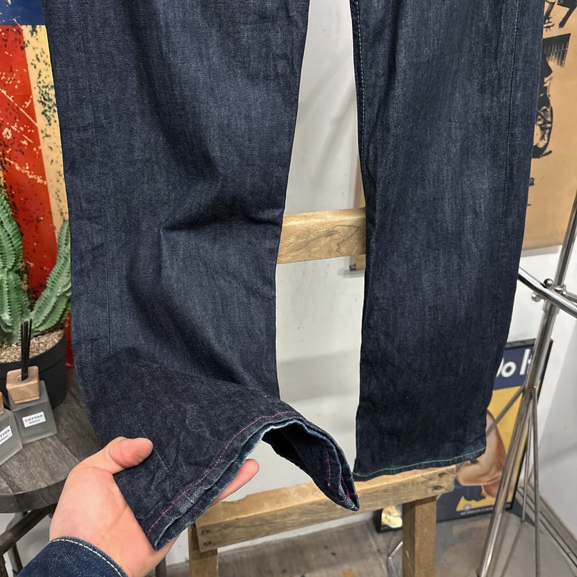 00s 리바이스X아트모스 503 루즈핏 컬러스티치 생지 데님팬츠 N632 상품이미지4