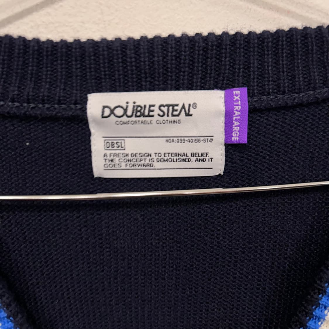 더블스틸 재팬 자수로고 울 브이넥 니트 가디건 상품이미지3