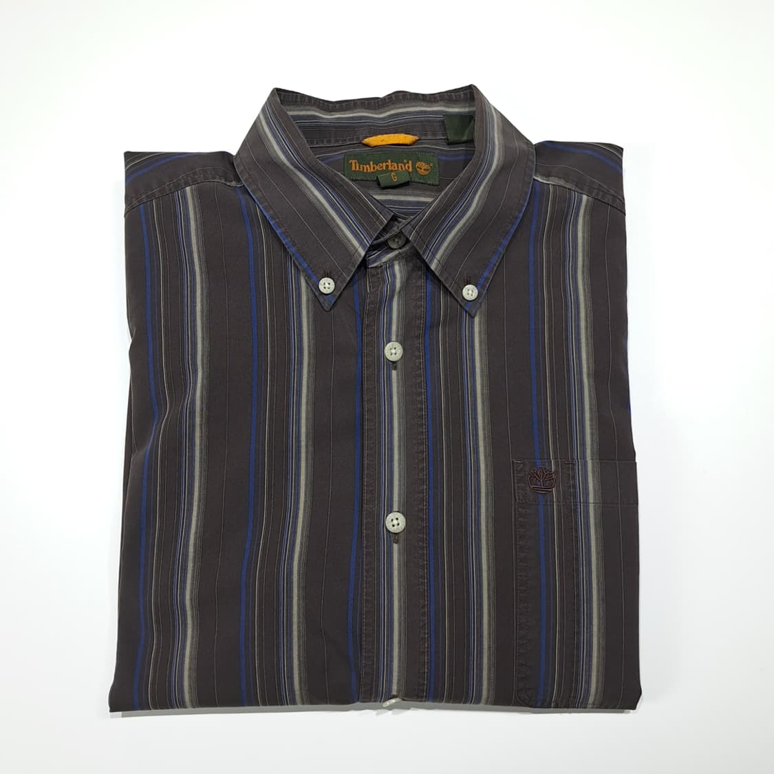 CL494 L 팀버랜드 90s 터키판 코튼 스트라이프 브라운 셔츠 남방 상품이미지10