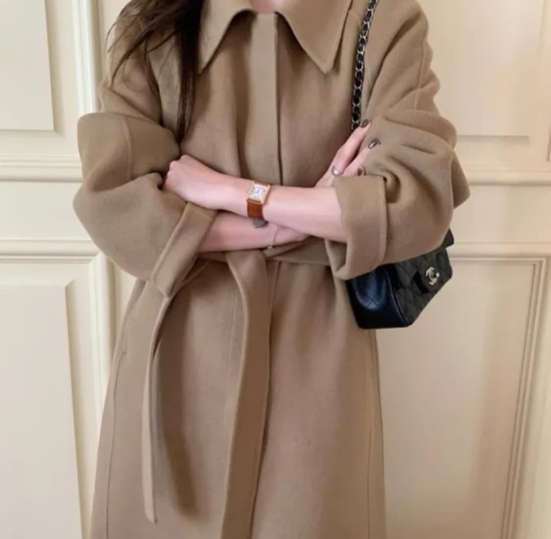 프리티영띵 울 90 핸드메이드 카멜 롱 코트 상품이미지1