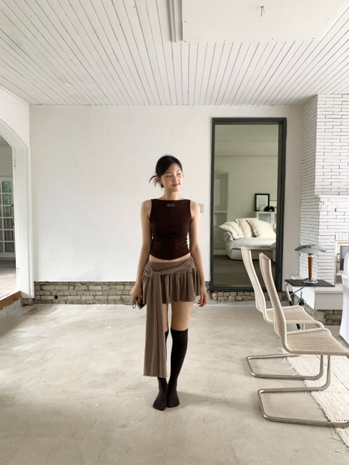 Bold tie skirt (gray) 상품이미지9
