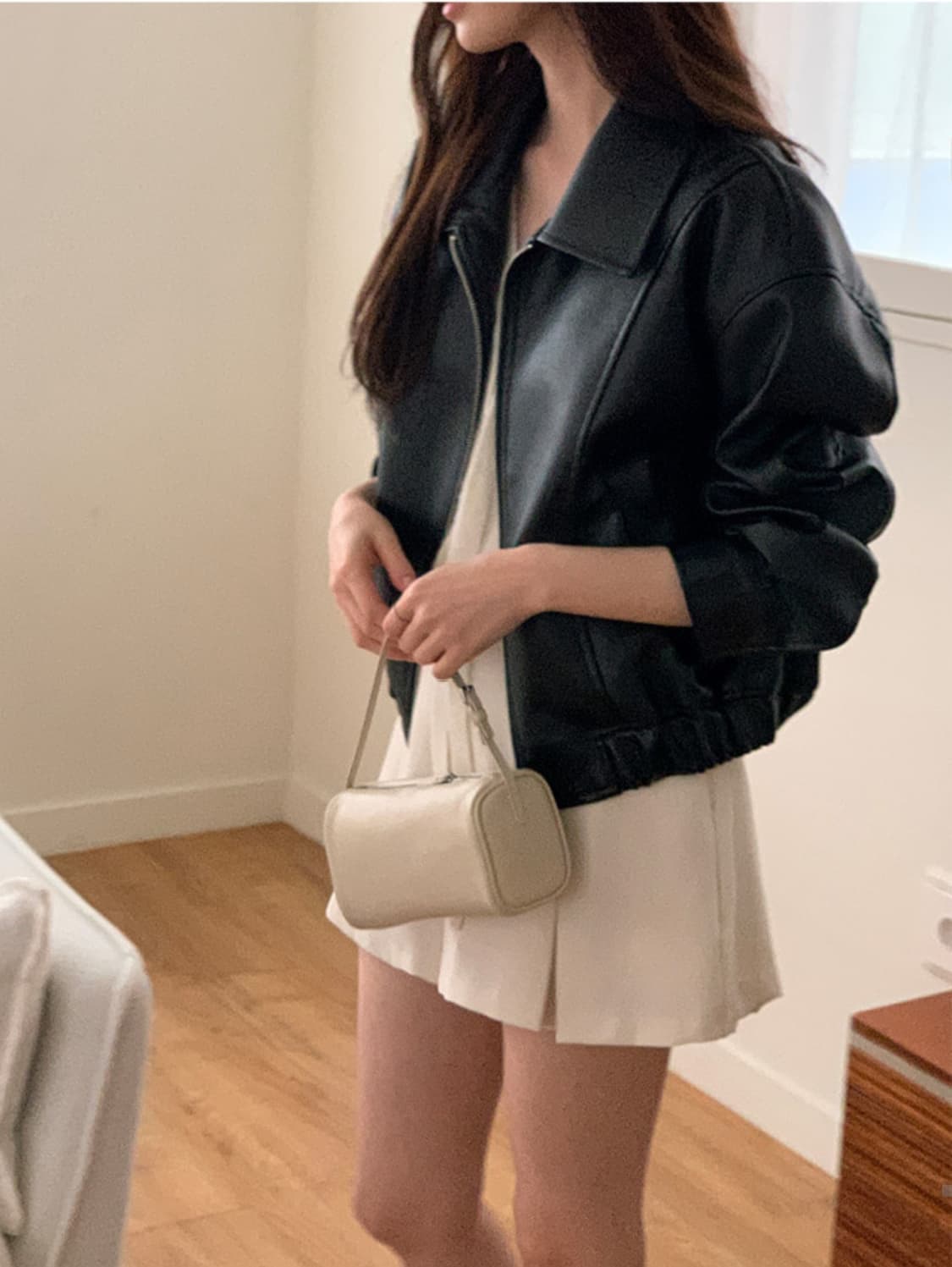 바로 배송 가능) 베니토 레더 블루종 가죽 자켓 상품이미지7