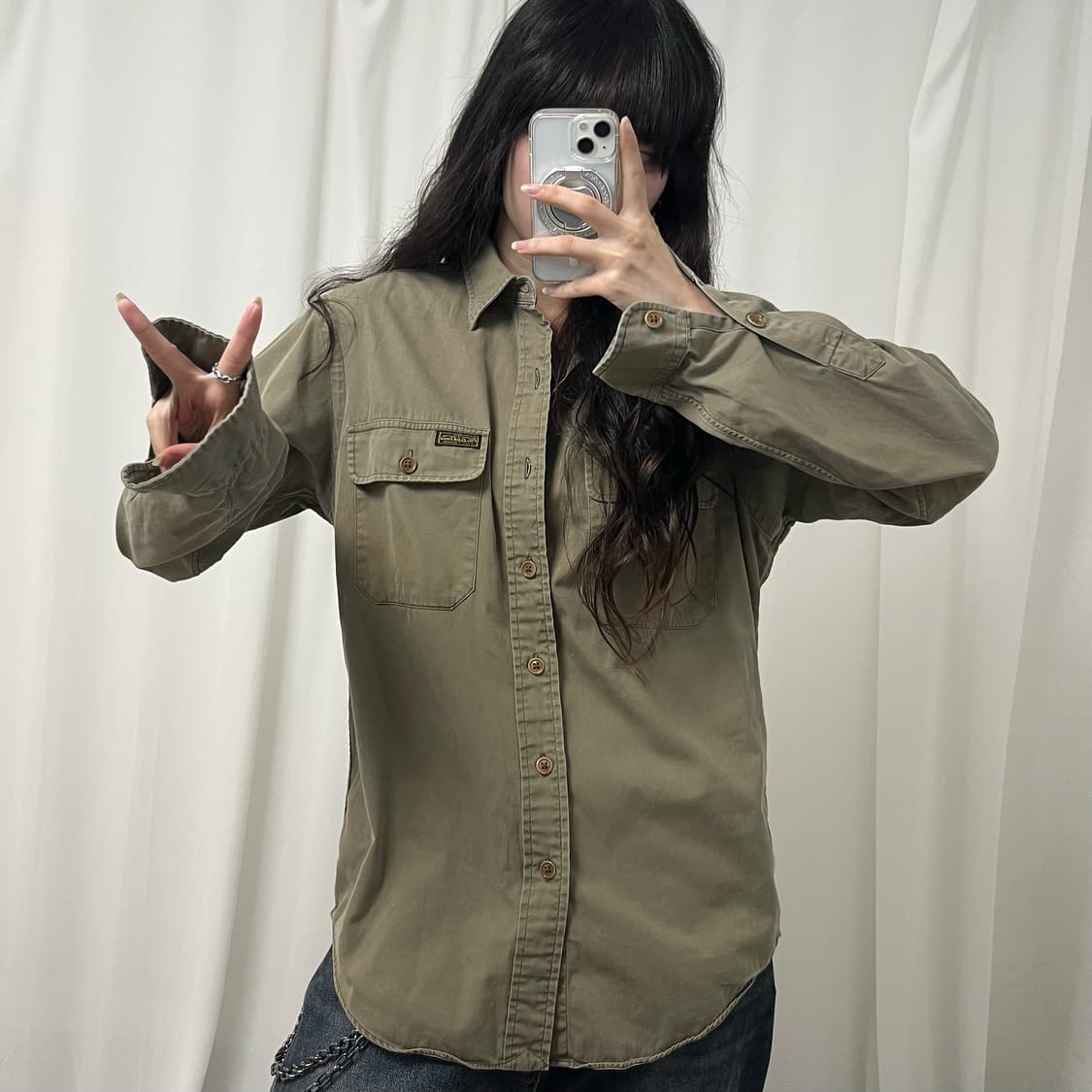 Polo beige brown work shirt 상품이미지2
