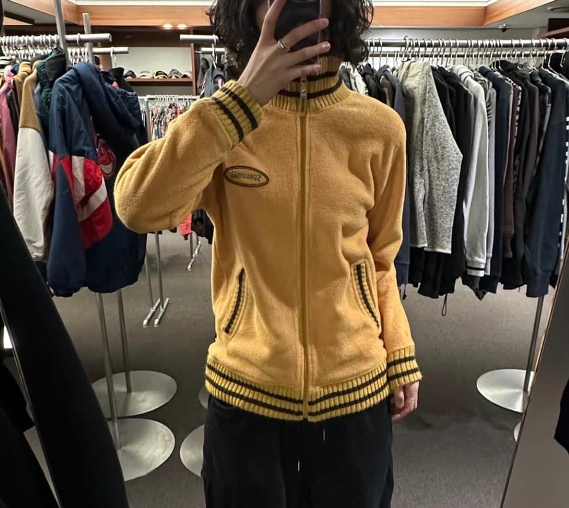 M)아메리칸 빈티지 옐로우 배색 플리스 집업 상품이미지1