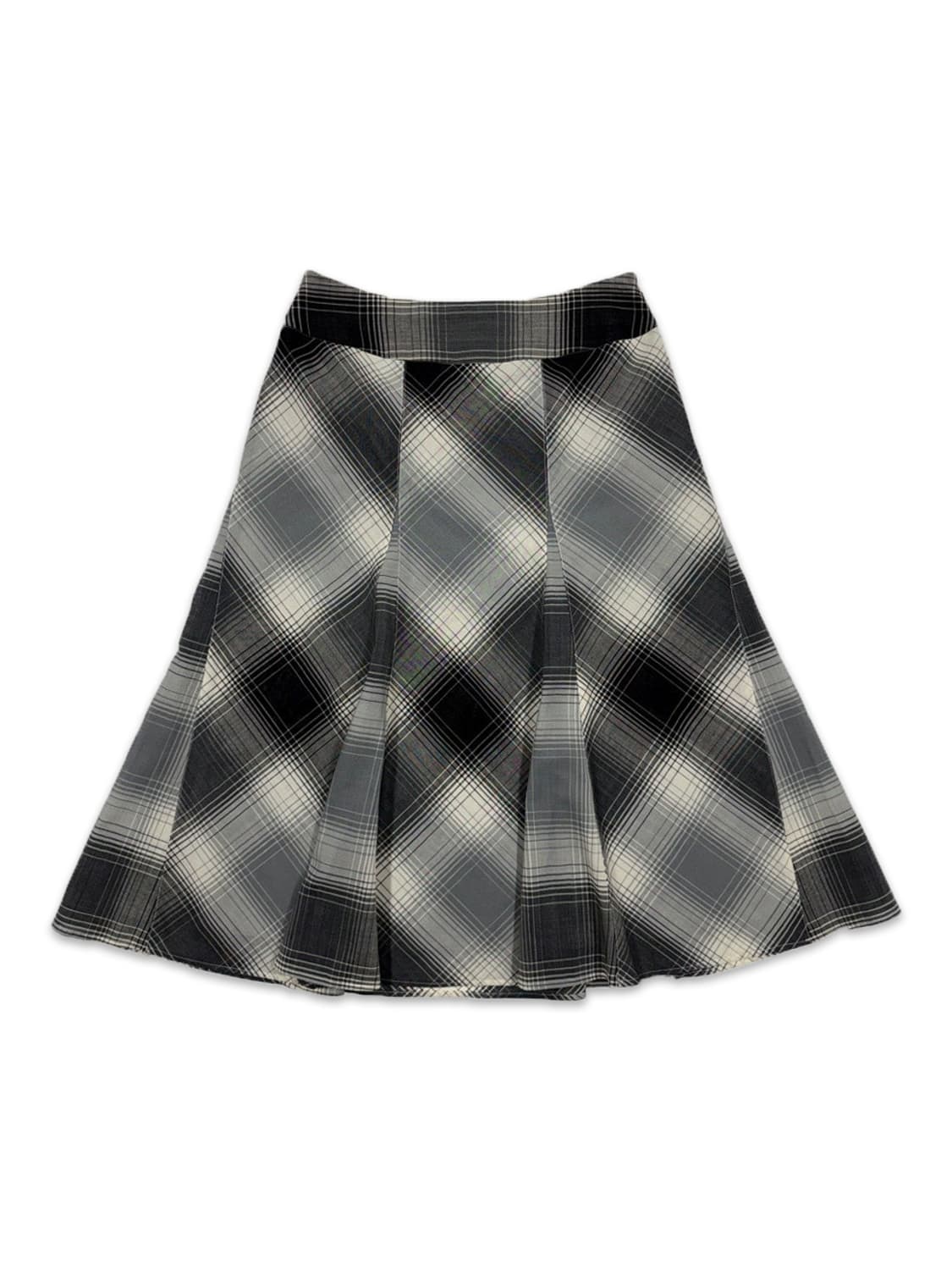 빈티지 ALMA EN ROSE 그레이 블랙 체크 미디 스커트 상품이미지1