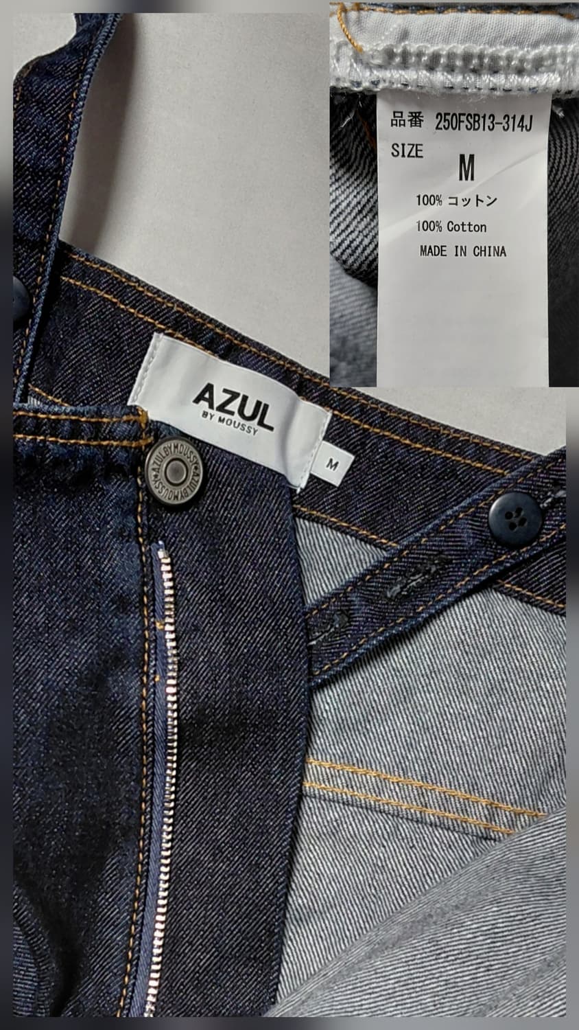 [M] 아즐 바이 마우지(AZUL) 리본 포인트 와이드 데님 오버롤 바지 상품이미지6