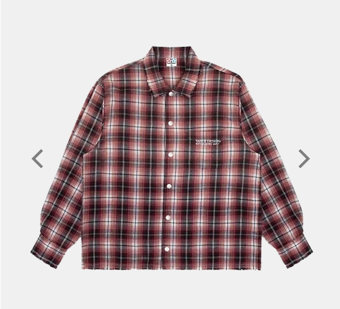 반디 더 핑크 플라워 플란넬 셔츠 버건디 m 상품이미지3