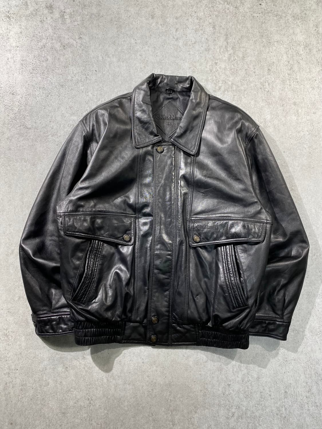 [L] 90s Vintage 빈티지 블랙 양가죽 봄버자켓 상품이미지1