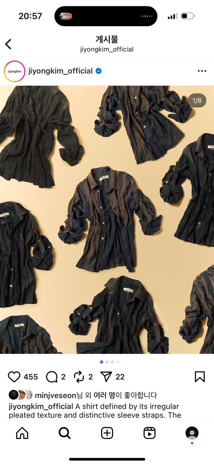 지용킴 25SS 블랙 셔츠 L 상품이미지6