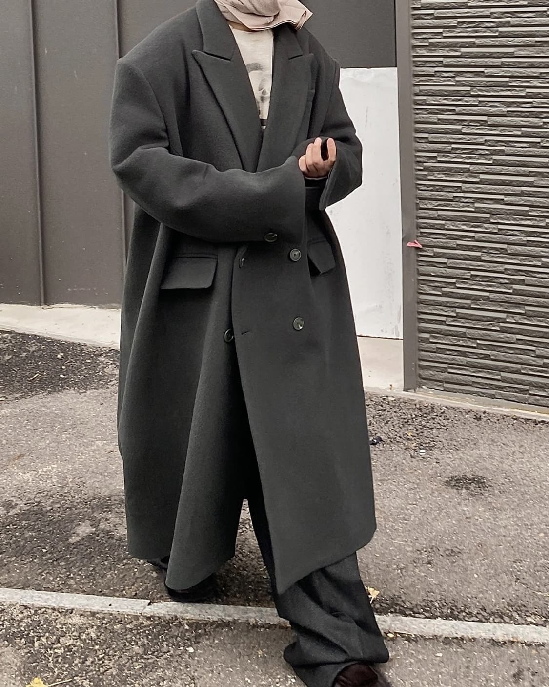 언더마이카 24fw 오버 박시핏 테일러드 코트 그린 0 상품이미지2