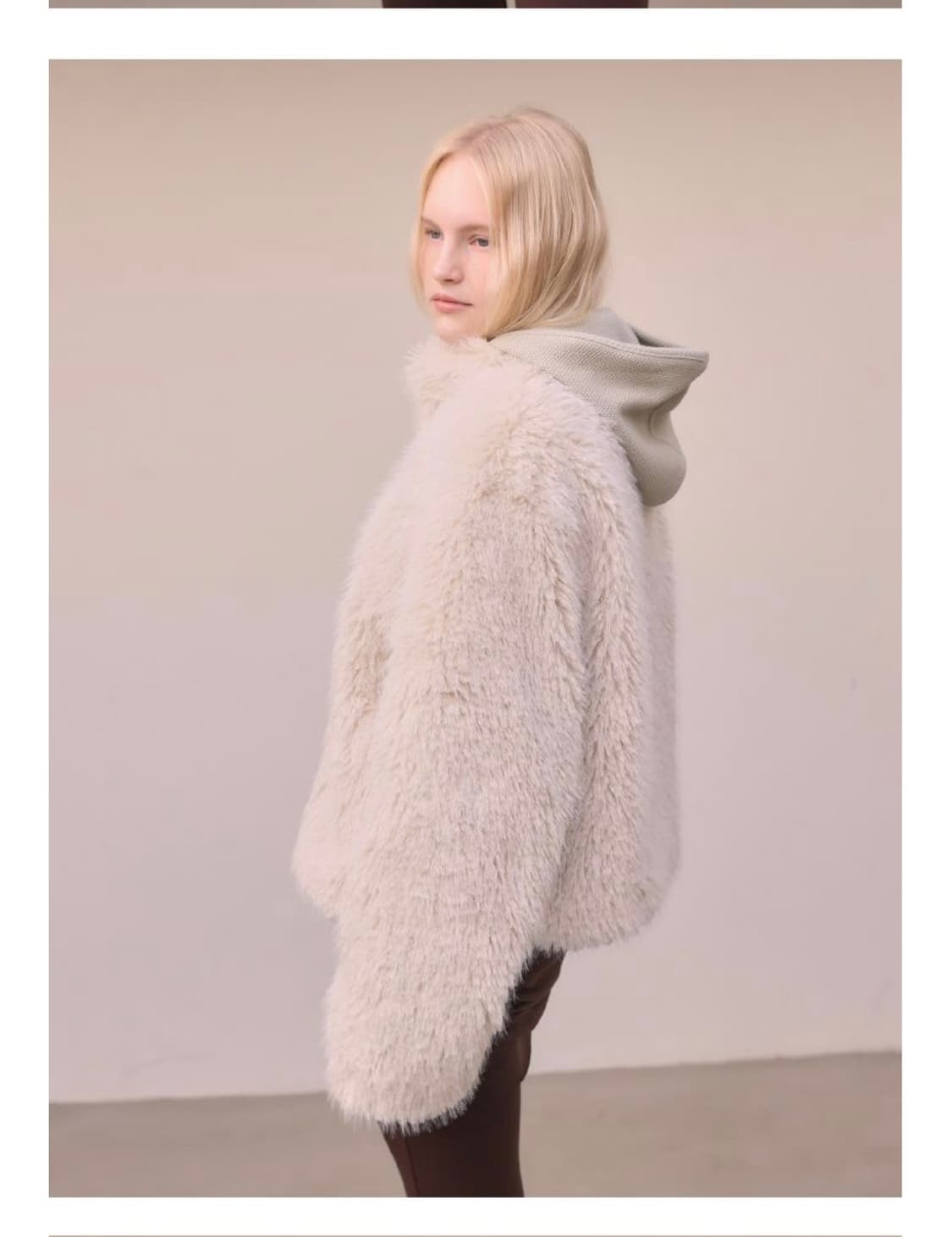 아우로 FUR ZIP-UP 무스탕 CREAM 상품이미지2