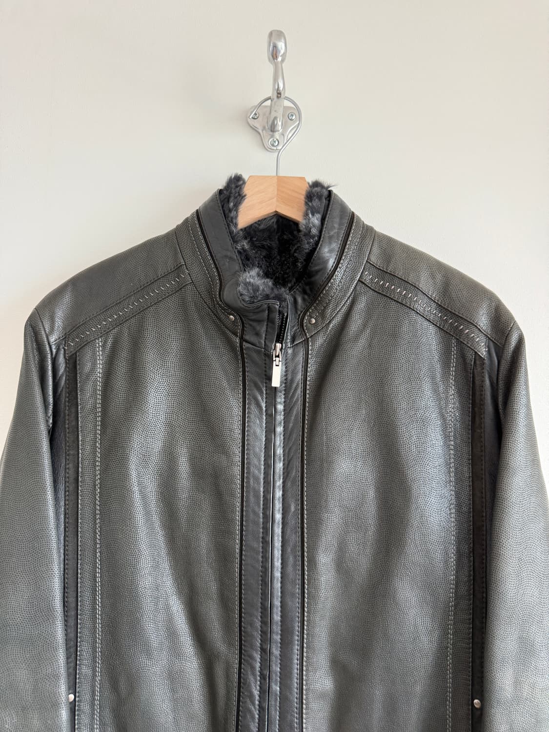 Pre owned 램스킨 레더 자켓(내피: 천연 모피) 상품이미지2