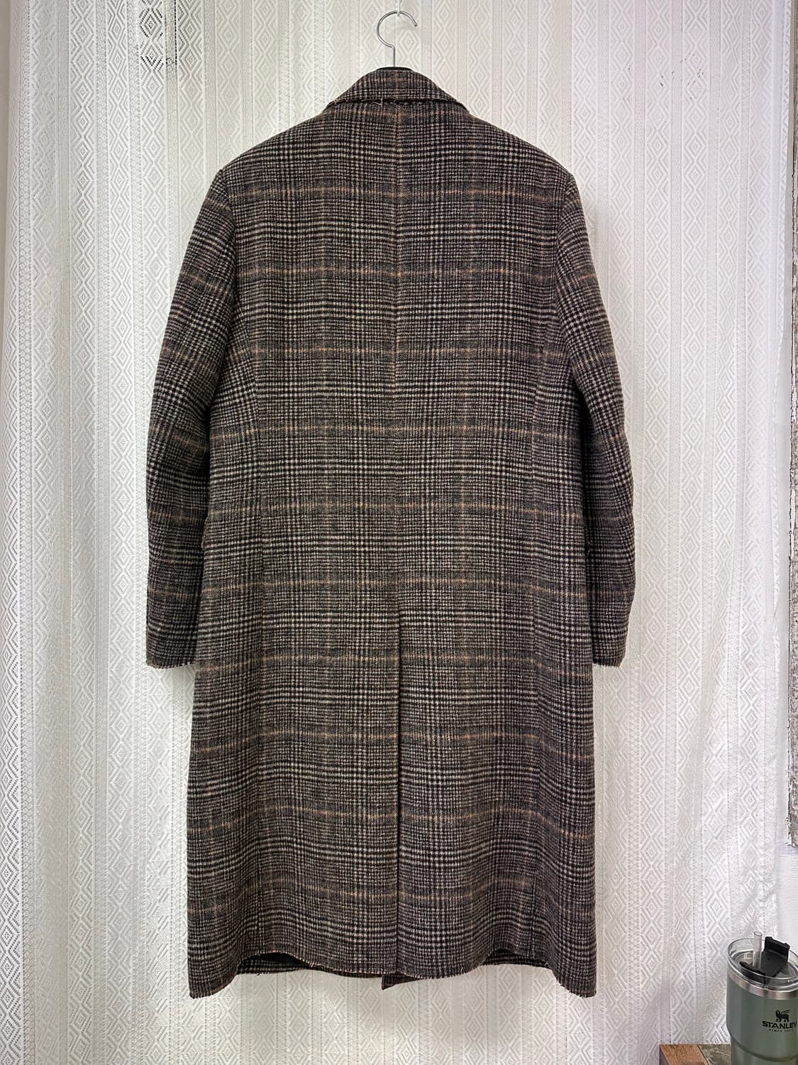 (M)토니웩 크루도 커팅 체크 울 코트 브라운 상품이미지9