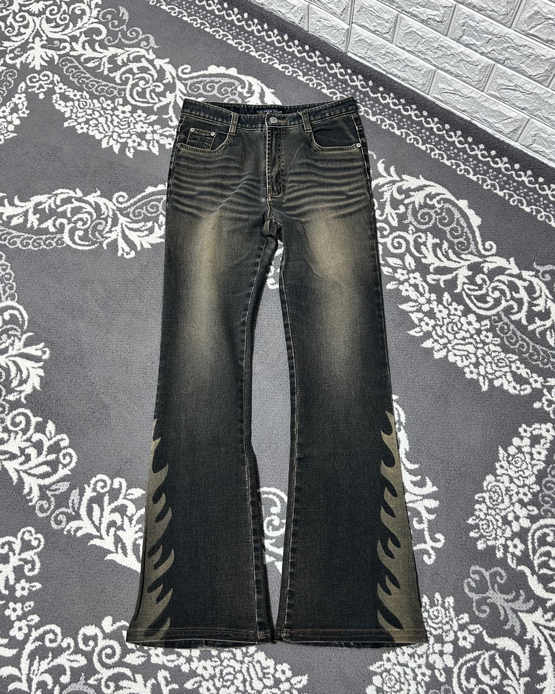 부츠컷 워싱 플레임 데님 팬츠 상품이미지1