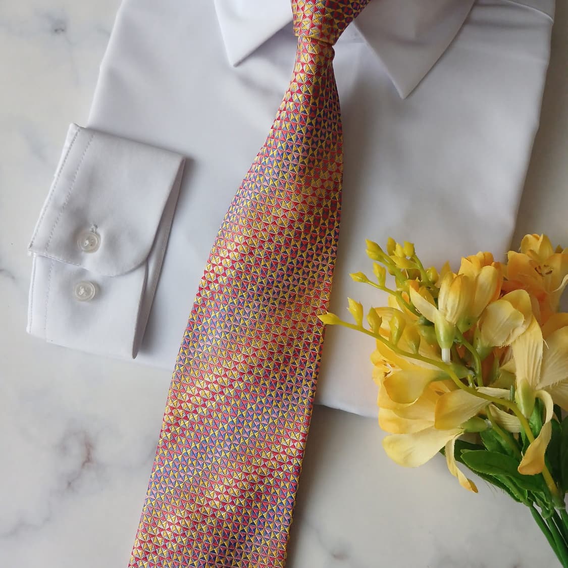 미쏘니 실크 믹스 기하 패턴 넥타이 9.4cm A+등급 A19741 상품이미지7