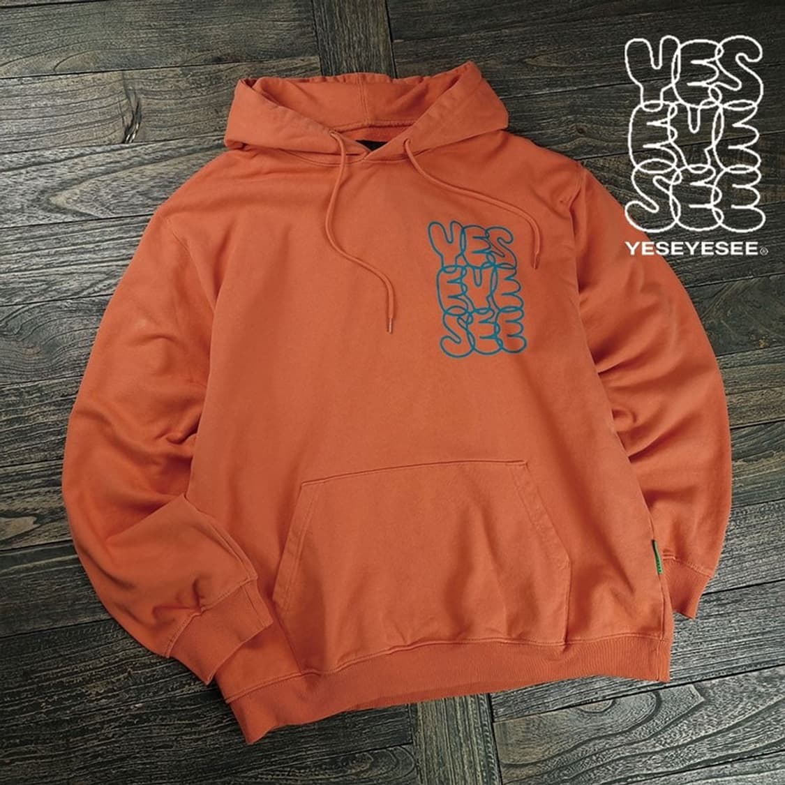 [예스아이씨] (새상품) 빅로고 프린팅 오버핏 후드티 오렌지 M19181 상품이미지1