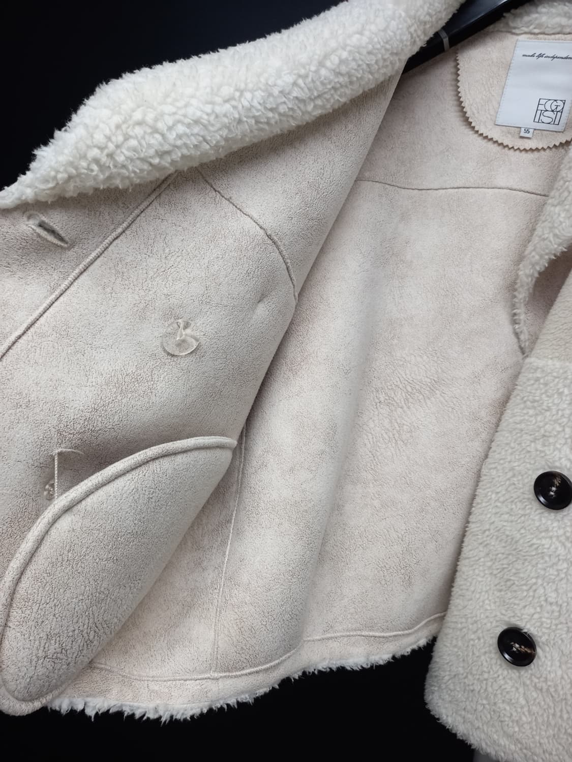 에고이스트 숏 비숑 부클 인조 무스탕 55.66 상품이미지9