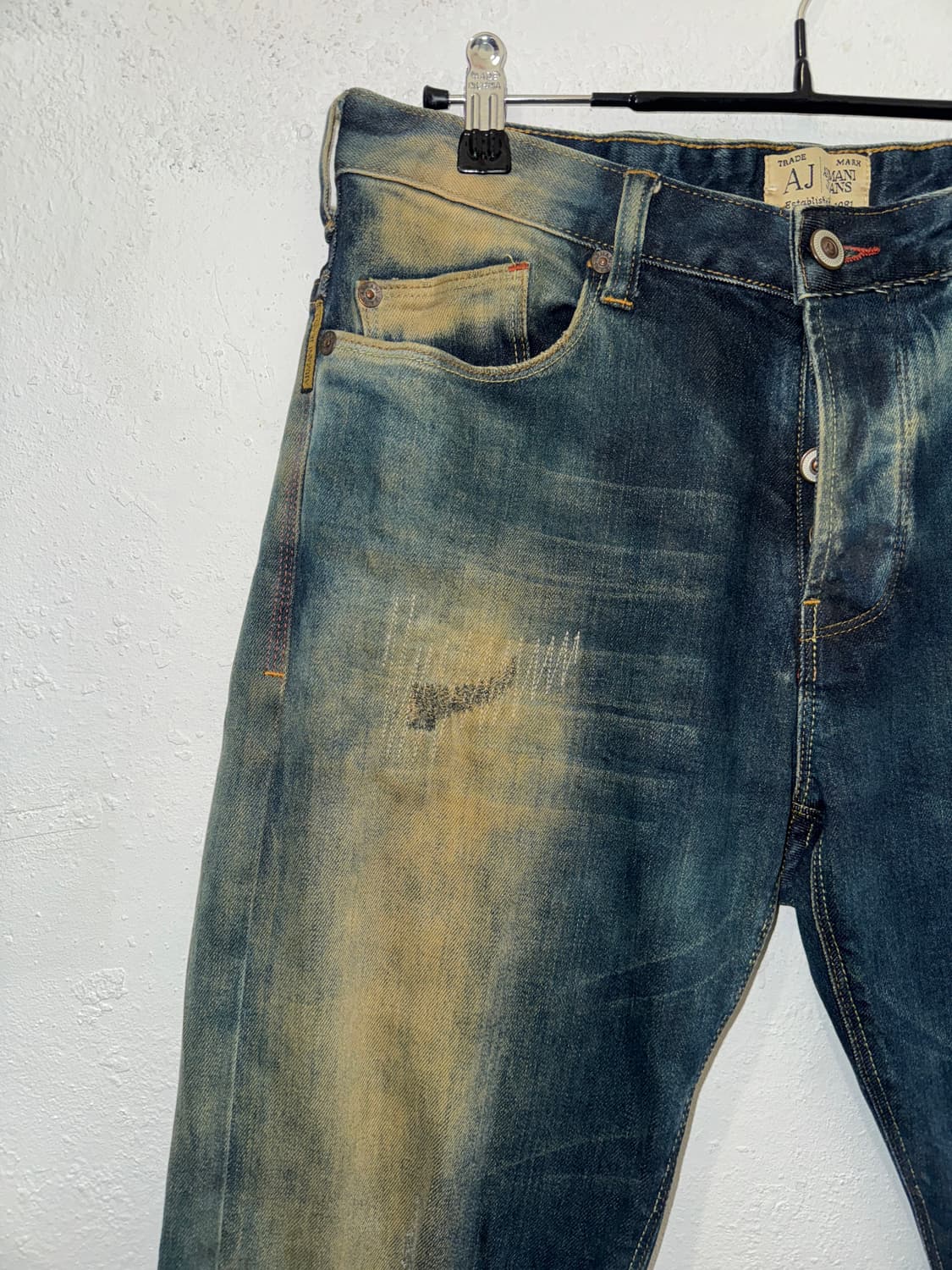 Armani jeans 아르마니진스 데미지 워싱 데님팬츠 상품이미지5