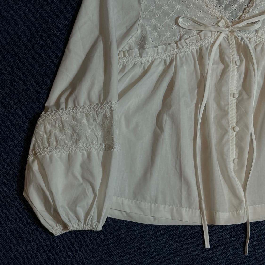 빈티지 모리걸 리본 블라우스 상품이미지3