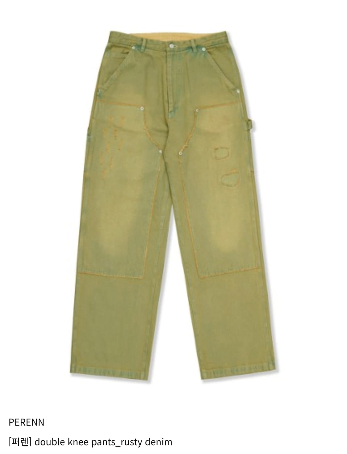 PERENN 더블 니 팬츠 녹슨 데님 1사이즈 상품이미지2