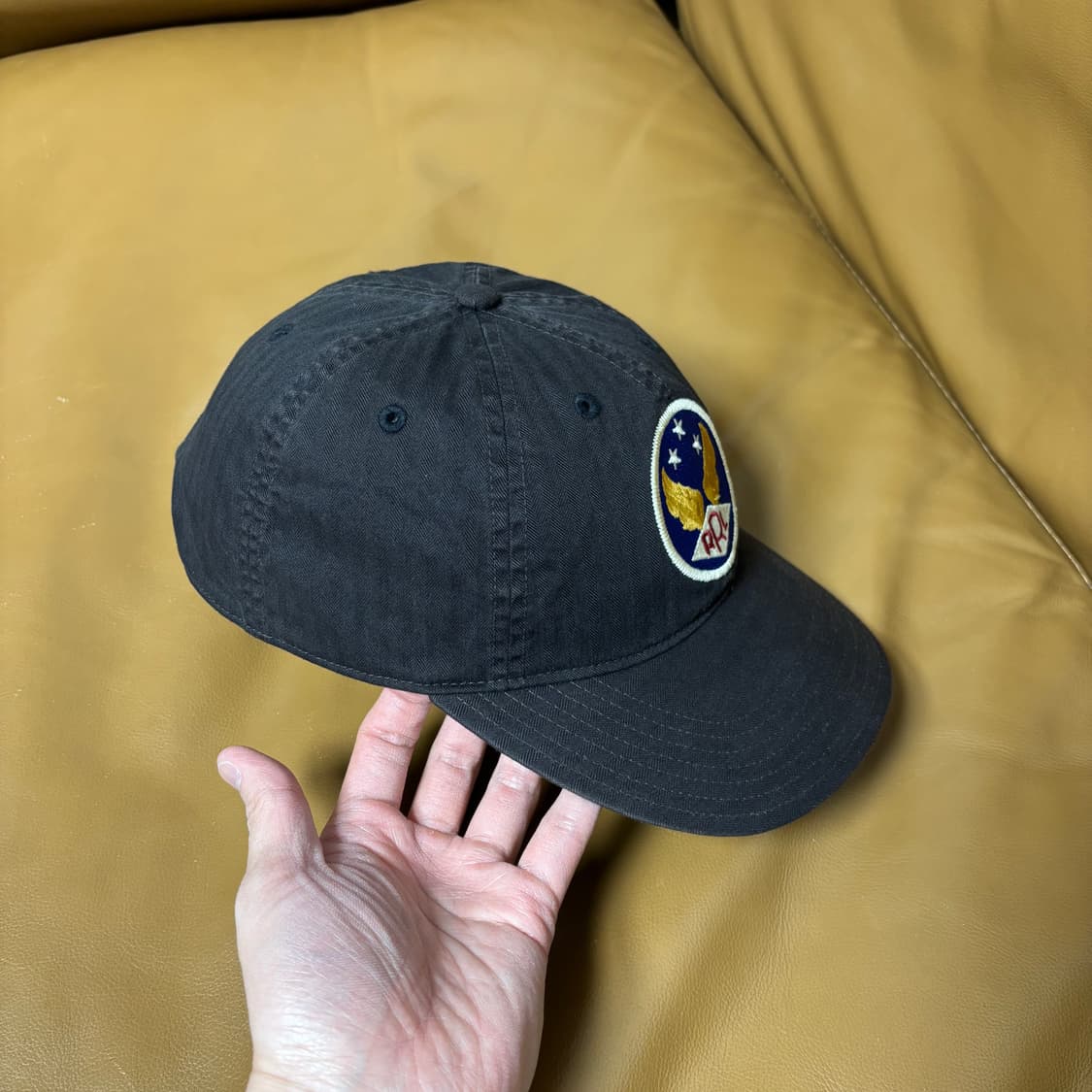 RRL 더블알엘 랄프로렌 폴로 윙로고 6패널 볼캡 모자 워시드 블랙 상품이미지3