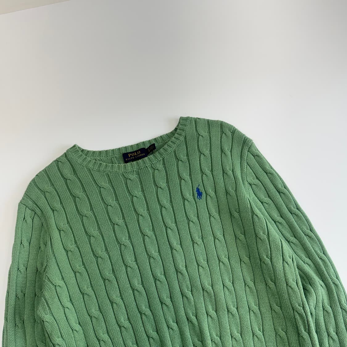 Polo 폴로 블루 포니 그린 케이블 니트 상품이미지4