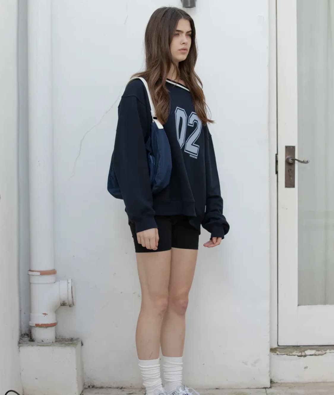 (미착용 새상품) 디망쉬 스포티 오버사이즈 스웻셔츠 (네이비) 상품이미지3