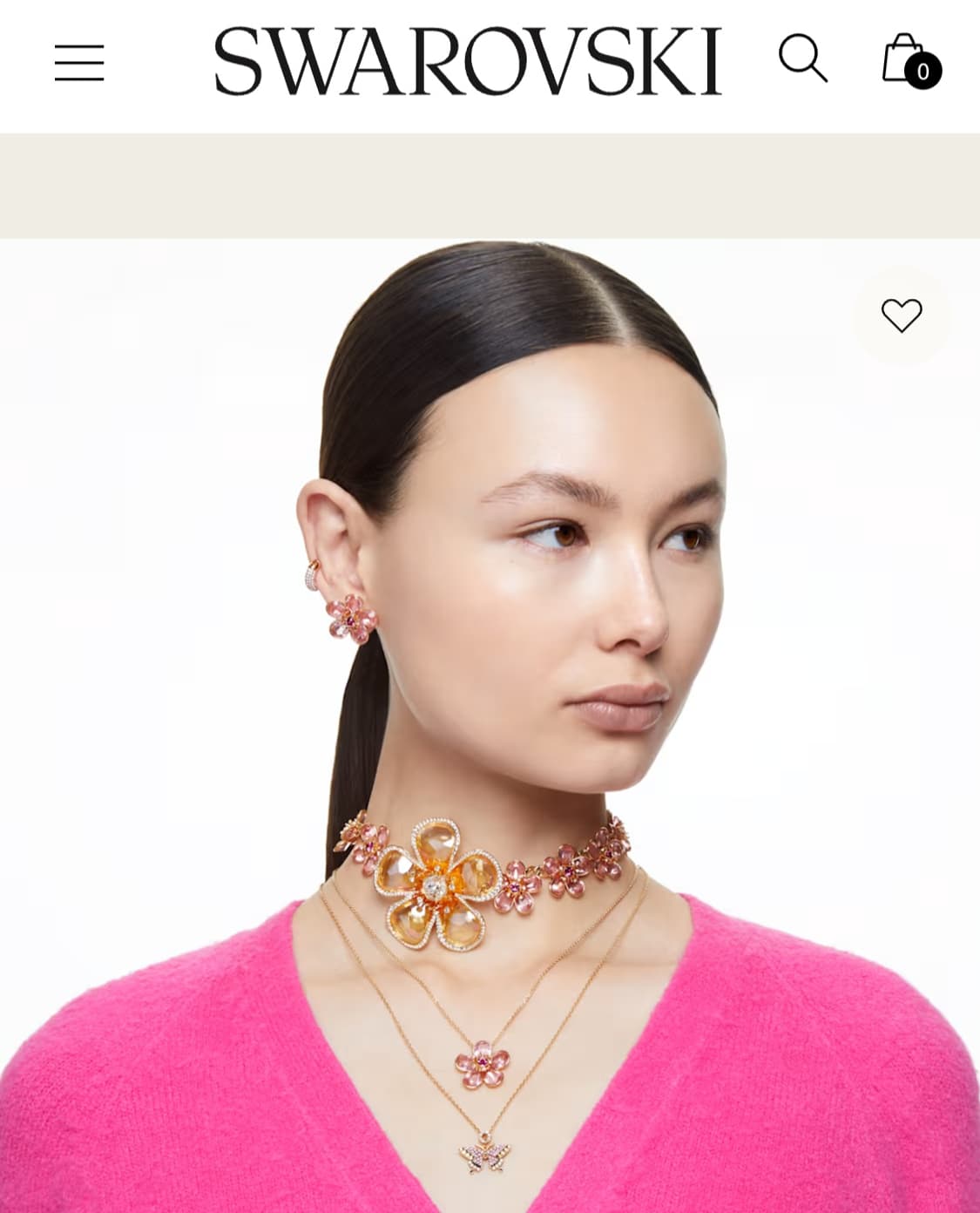 새제품)스와로브스키 플라워 핑크 목걸이 정품 상품이미지1