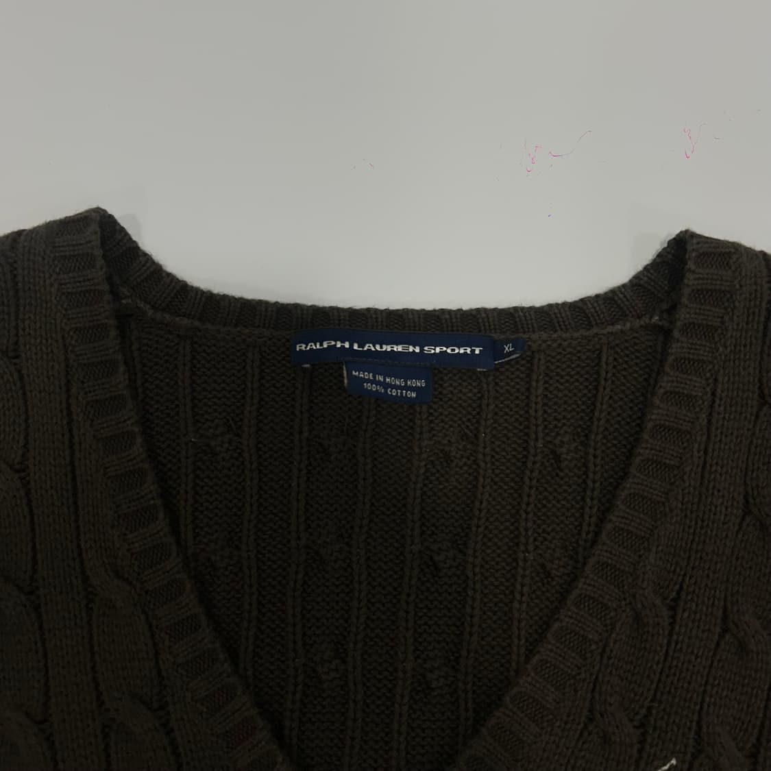 Polo 폴로 화이트포니 브라운 케이블 브이넥 니트 상품이미지5