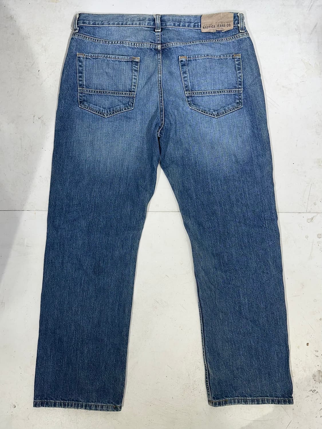 90s 노티카 중청 워싱 와이드 데님 팬츠 올드스쿨 힙합 새깅 청바지 상품이미지5
