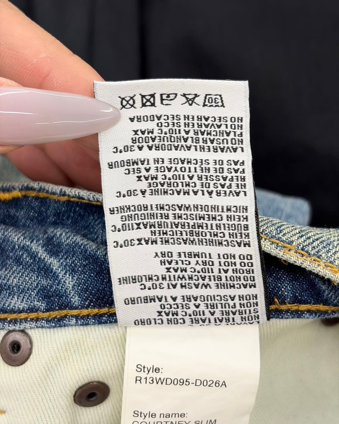 r13 워싱 클래식 블루 데님 팬츠  상품이미지9