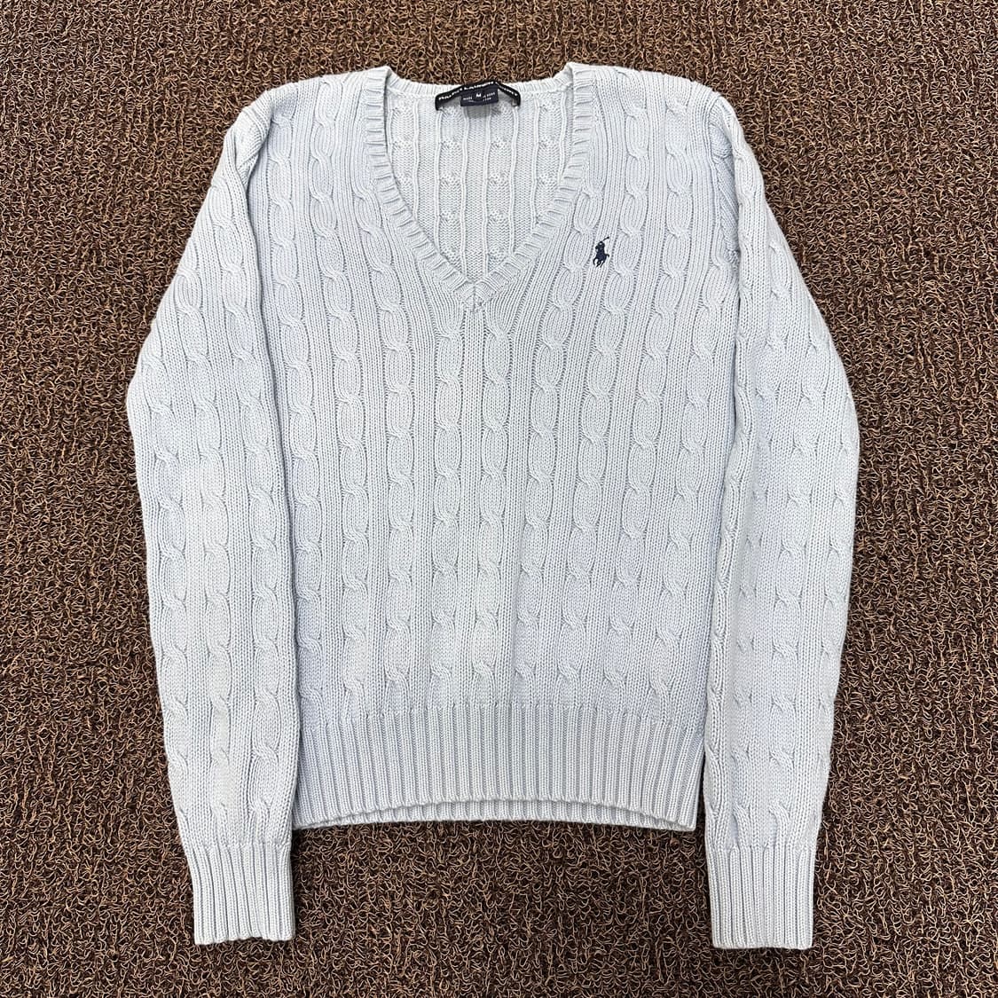 POLO 폴로 랄프로렌 여성 브이넥 꽈배기 케이블 니트 M 상품이미지1