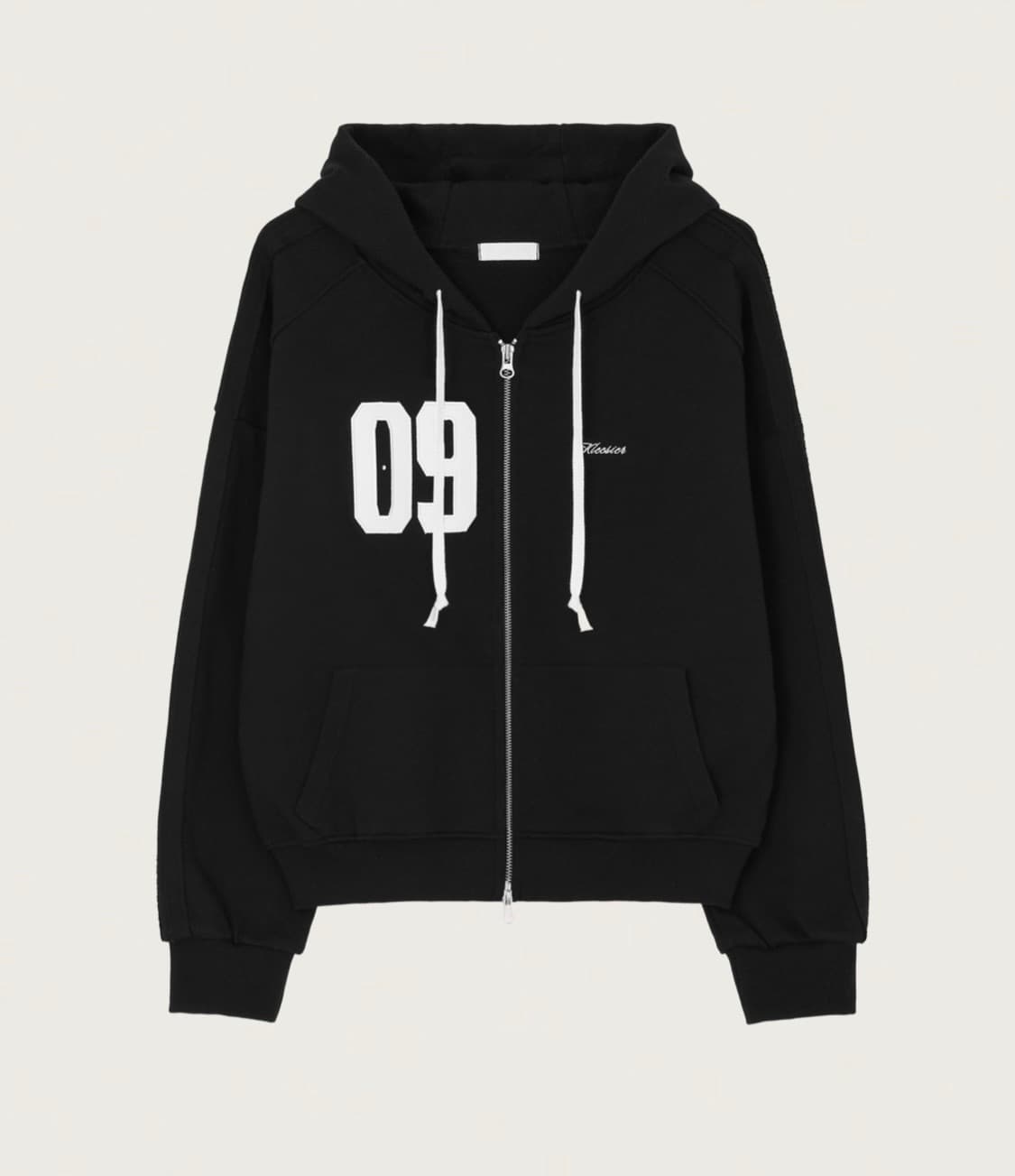 클리시어 09 넘버링 후드집업 블랙 논기모 상품이미지1