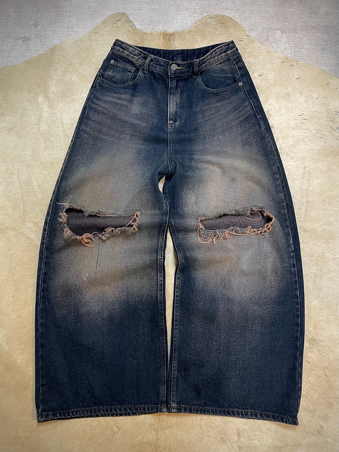 그런지 워싱와이드데님팬츠 상품이미지1