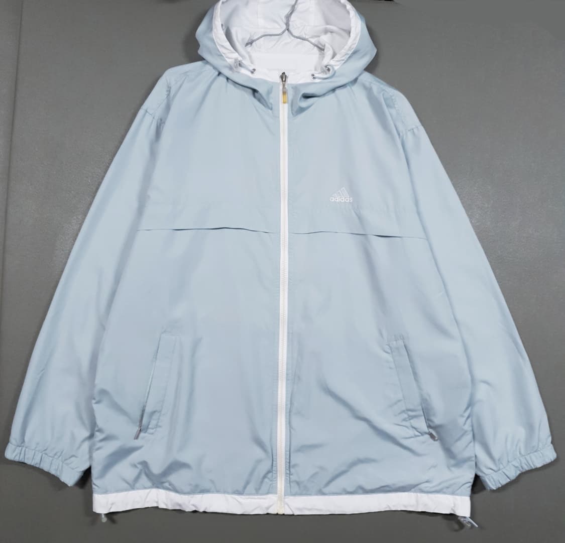 XL) 아디다스 오리지널 90s 올드스쿨 Y2K 민트 바람막이 후드 자켓 상품이미지1