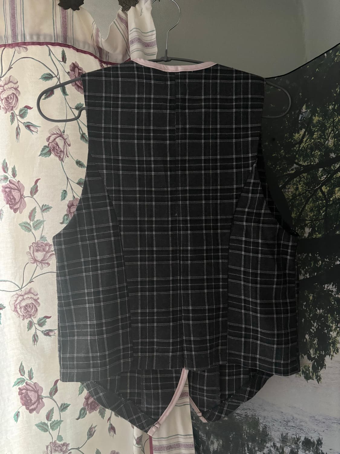 체크 패턴 베스트 레이어드 클래식 무드 갸루 상품이미지2