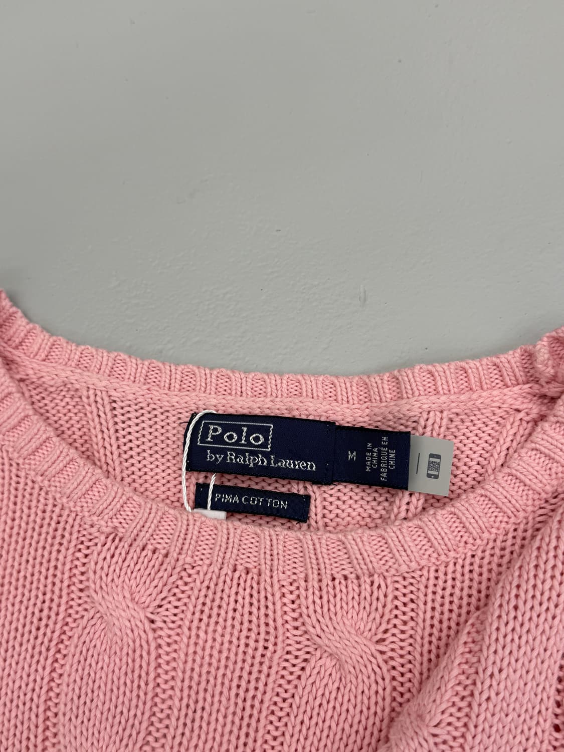 폴로 랄프로렌 신형 QR라벨 피마코튼 핑크 케이블 니트 상품이미지5
