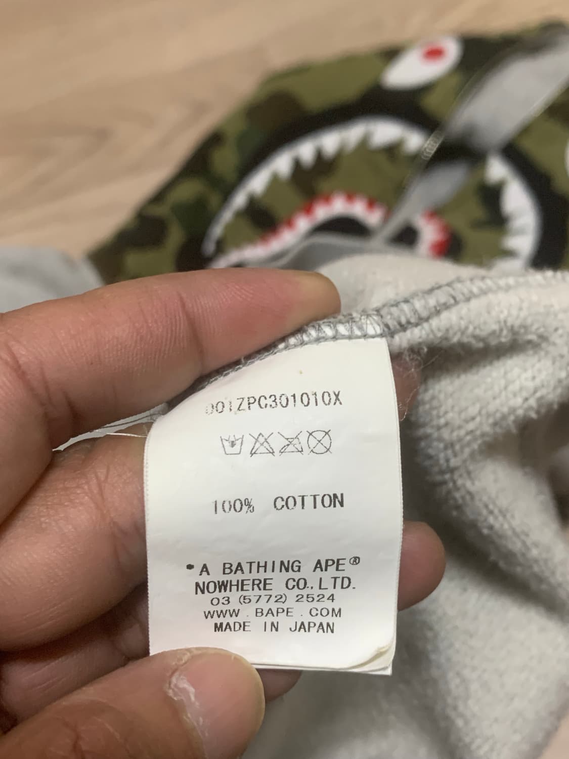 BAPE 베이프 샤크 후드 그레이 카모 PONR 상품이미지6