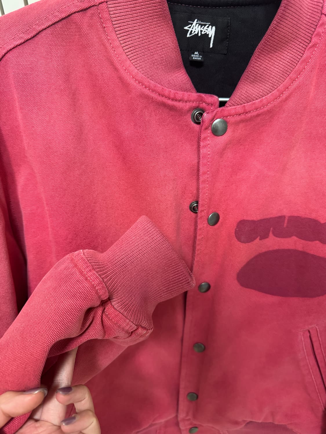 스투시 나이트 고스트 로고 바시티 자켓 M 상품이미지4