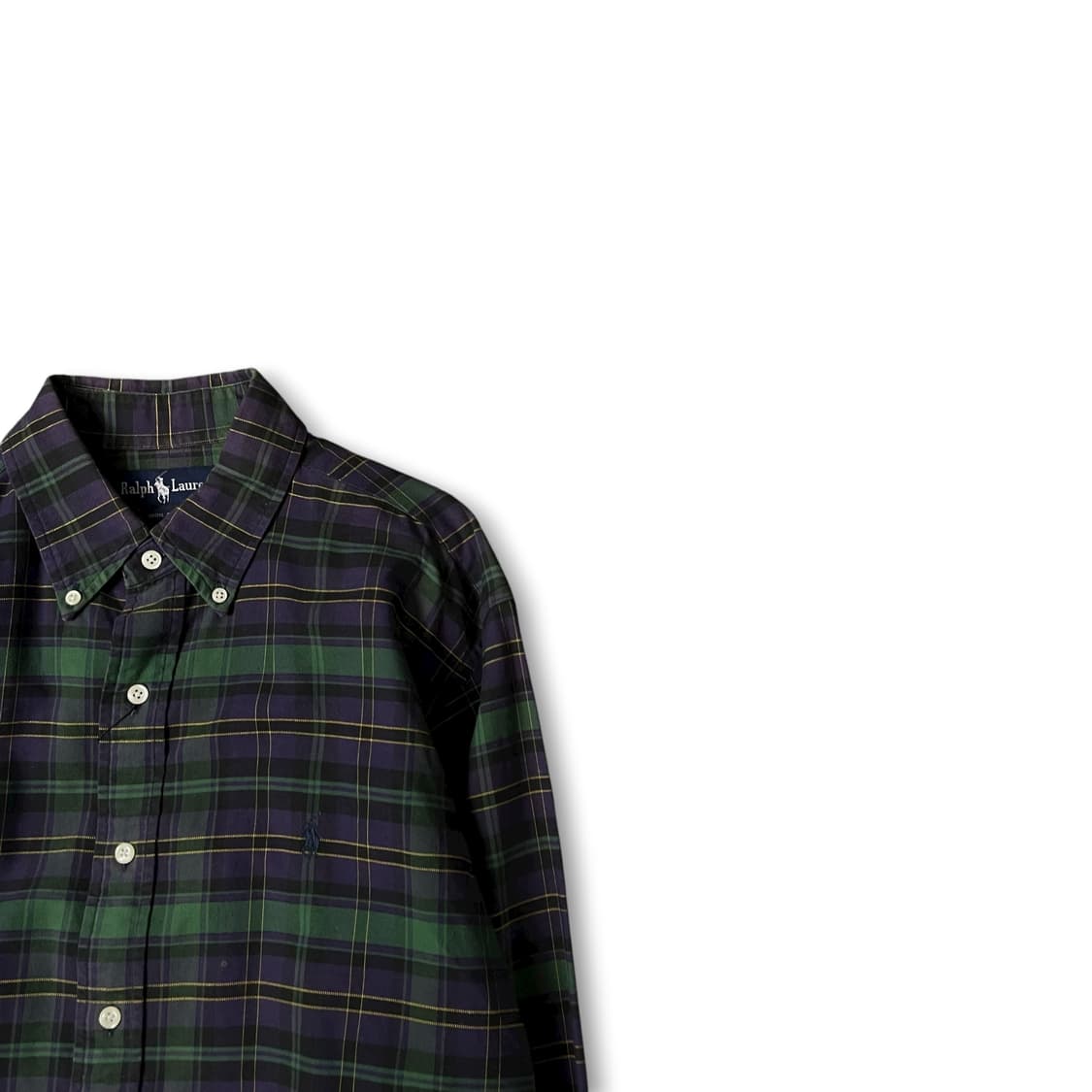 폴로 랄프로렌 퍼플 그린 체크 패턴 긴팔 셔츠 L 상품이미지2