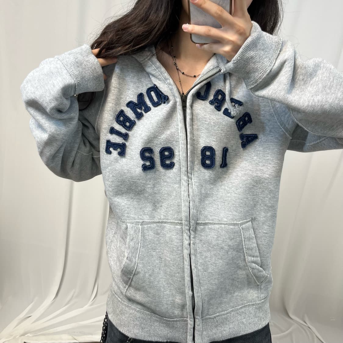 Abercrombie gray hood zip-up 상품이미지3