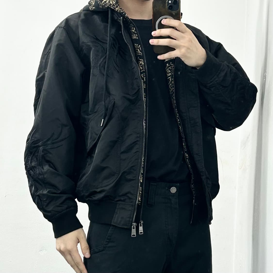 에비수 레이어드 플레임 후드 봄버 자켓 상품이미지4