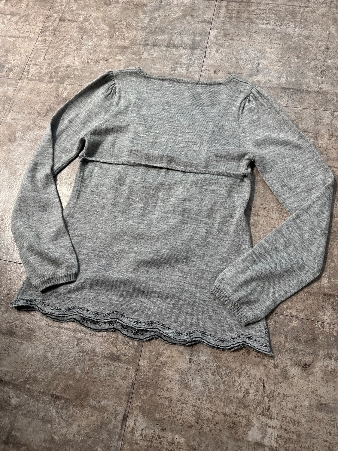 울 자수 셔링 넥 니트 엠보 로즈 패턴 스커트 2pcs SET 상품이미지7