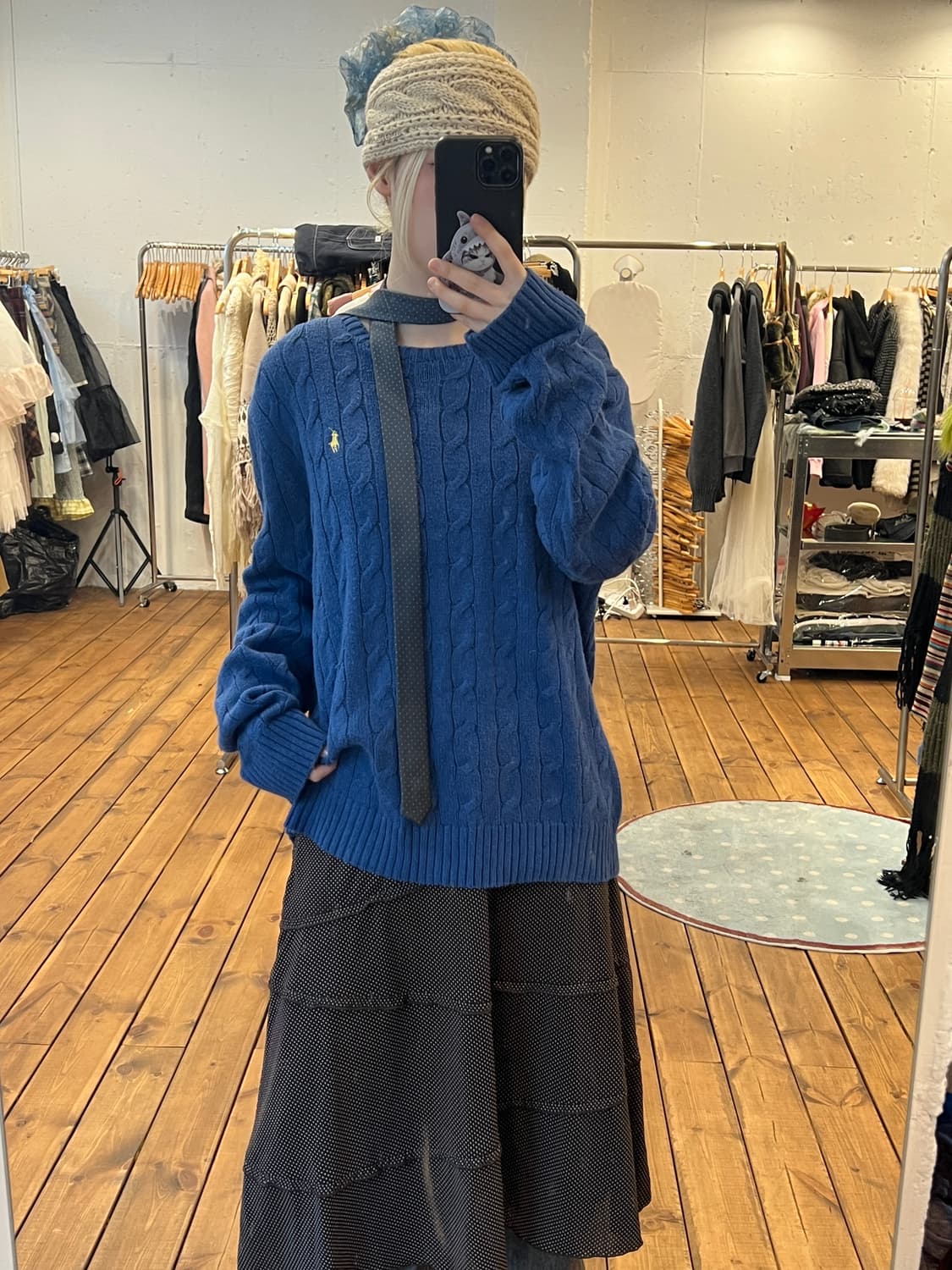 폴로 블루 꽈배기 니트 상품이미지3